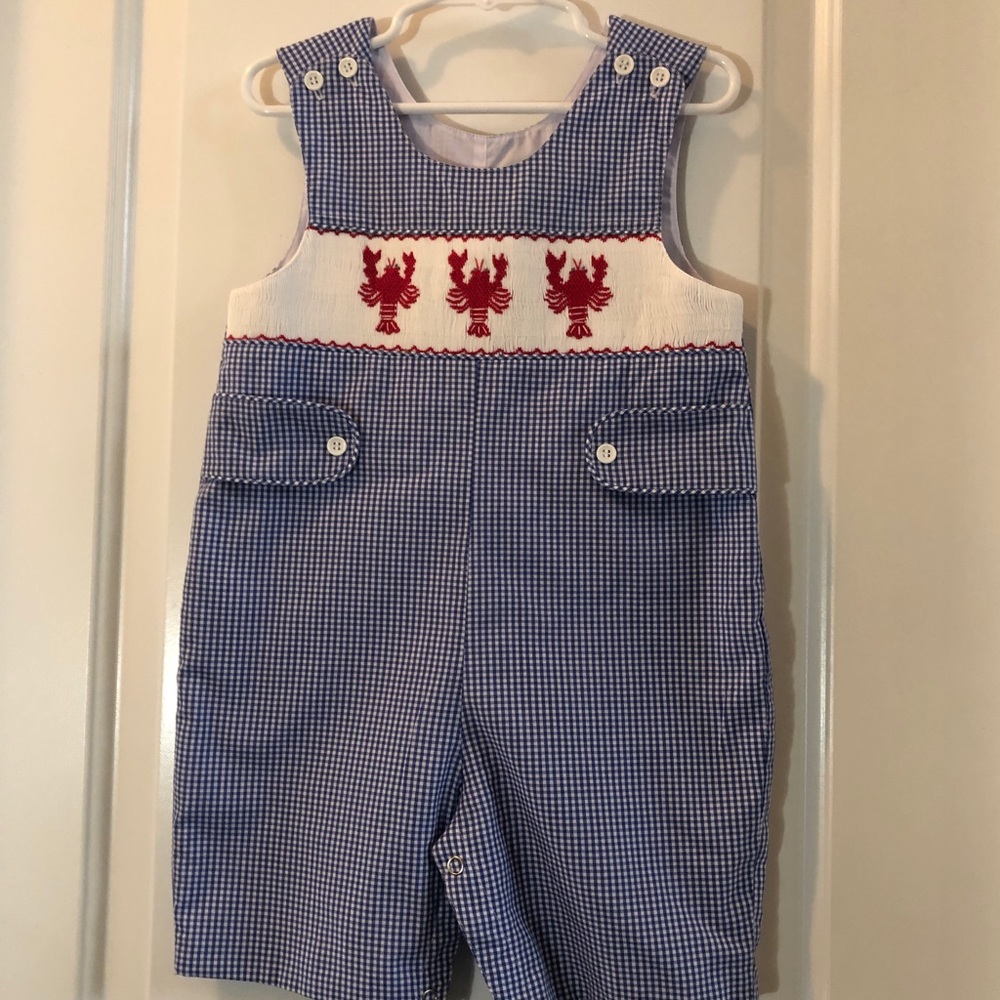 Mom & Me Lobster Smocked Jon Jon Short tail romper
